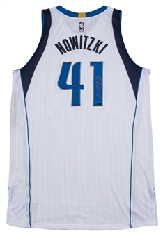 2014-15 Dirk Nowitzki Game Used & Signed Dallas Mavericks Home Jersey (Panini)